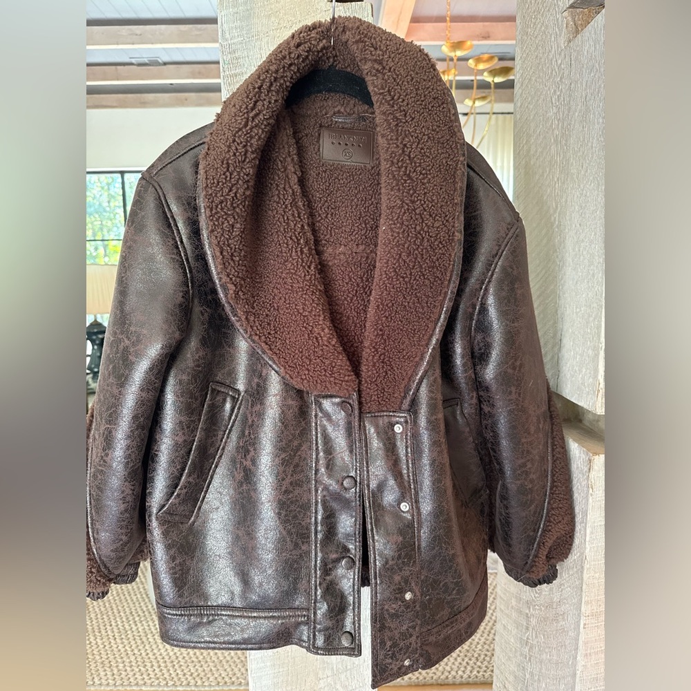 Blank NYC XS Leather Jacket with Shearling Lining